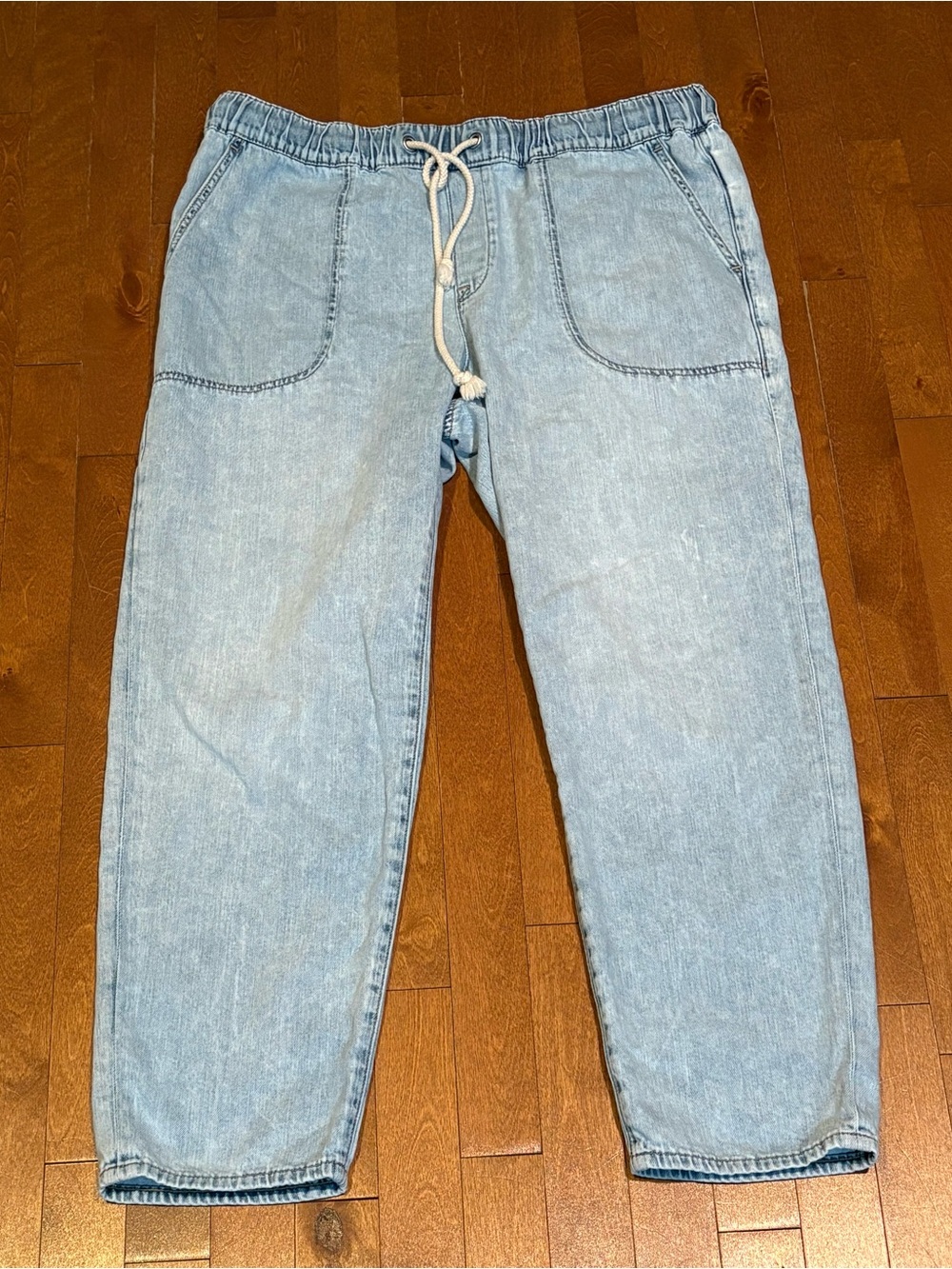 J.Crew Re-Imagined Light Wash Denim Pull-On Drawstring Pants Size 32